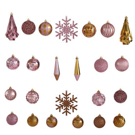 52-Count Holiday Shatterproof 80mm to 150mm Christmas Tree Ornament Box Set with Reusable Tray