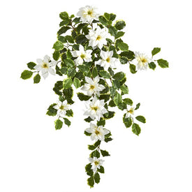 30" Poinsettia and Variegated Holly Artificial Plant (Set of 2 (Real Touch
