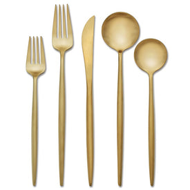 Skandia Zephyr Satin Gold 20-Piece Flatware Set