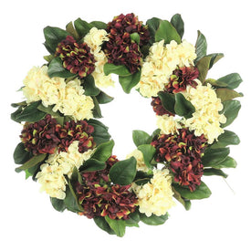 30" Hydrangea and Magnolia Leaf Wreath