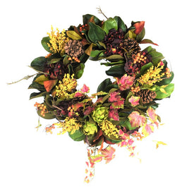 30" Artificial Wreath with Pine Cones and Flowers