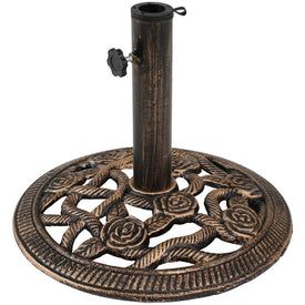 Rose Blossom 16" Cast Iron Patio Umbrella Base - Bronze