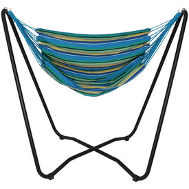 Hanging Hammock Chair Swing with Space-Saving Stand - Ocean Breeze