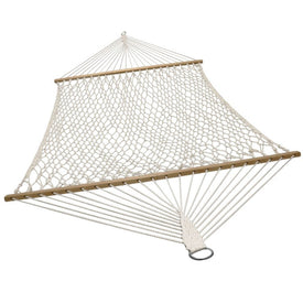 Double Wide Two-Person Cotton Rope Hammock with Spreader Bars - Natural