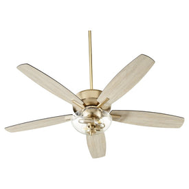 Breeze 52" Five-Blade Two-Light Ceiling Fan with Clear Seeded Glass Bowl Shade
