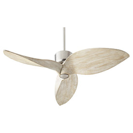 Ceiling Fan Hawkeye 52 Inch Satin Nickel 3 Blades Weathered Oak 45 Degree Pitch - OPEN BOX