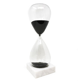 90-Minute Hourglass Sand Timer on Marble Base with Black Sand