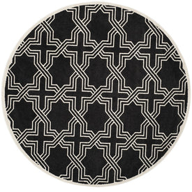 Amherst 7' x 7' Round Indoor/Outdoor Woven Area Rug - Anthracite/Ivory