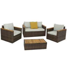 Kenmare Rattan and Acacia Four-Piece Outdoor Patio Furniture Set