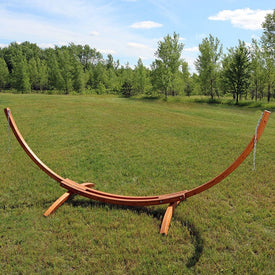 12' Solid Wood Curved Hammock Stand with Hooks and Chains