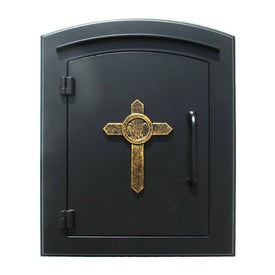 Manchester Non-Locking Column Mount Mailbox Insert with Cross Logo - Black