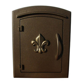 Manchester Non-Locking Column Mount Mailbox with Fleur-De-Lis Logo - Bronze