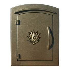 Manchester Non-Locking Column Mount Mailbox with Agave Logo - Bronze