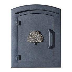 Manchester Non-Locking Column Mount Mailbox with Oak Tree Logo - Black