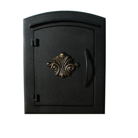 Manchester Non-Locking Column Mount Mailbox with Scroll Logo - Black