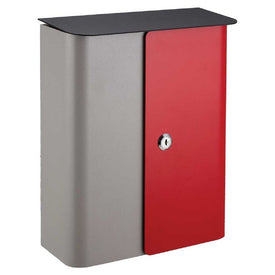 Vista Locking Mailbox -Gray/Red Front Door with Black Metal Lid