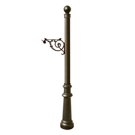 Lewiston Post Only with Support Bracket, Decorative Fluted Base and Ball Finial