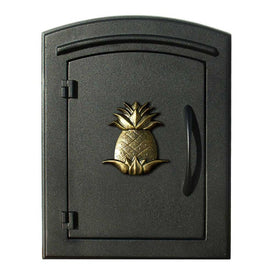 Manchester Non-Locking Column Mount Mailbox with Pineapple Logo - Black