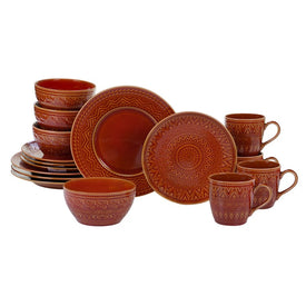 Aztec Rust 16-Piece Dinnerware Set
