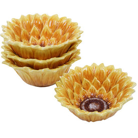 Sunflower Sunset 3-D 6.5" Ice Cream Bowls Set of 4