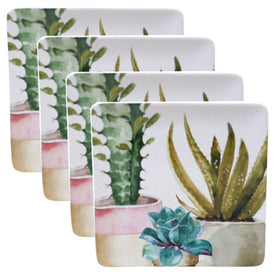 Cactus Verde 10.5" Square Dinner Plates Set of 4