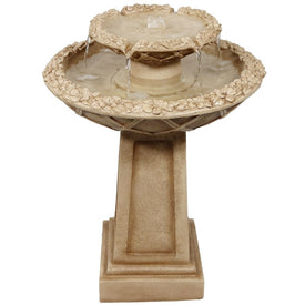 Beveled Flower 28" Two-Tier Birdbath Water Fountain