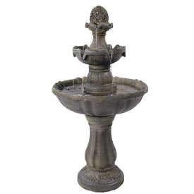 Pineapple Two-Tier 33" Solar-Powered Fountain with Battery Backup - OPEN BOX