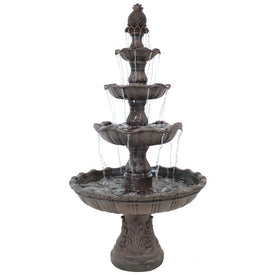 Grand Courtyard 80" Four-Tier Water Fountain - Dark Chestnut