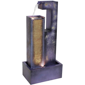 Cascading Tower 32" Outdoor Metal Fountain with LED Lights