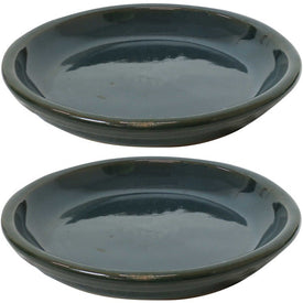 7" Ceramic Planter Saucers Set of 2 - Forest Lake Green
