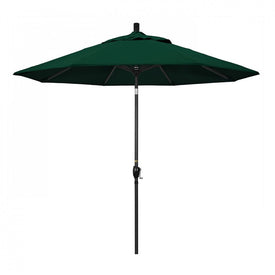 Pacific Trail Series 9' Patio Umbrella with Stone Black Aluminum Pole and Ribs Push Button Tilt Crank Lift and Olefin Hunter Green Fabric