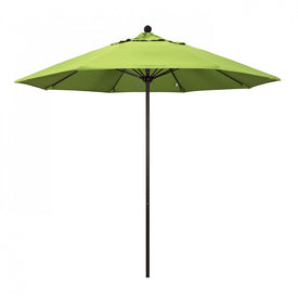 Venture Series 9' Patio Umbrella with Bronze Aluminum Pole Fiberglass Ribs Push Lift and Sunbrella 2A Parrot Fabric