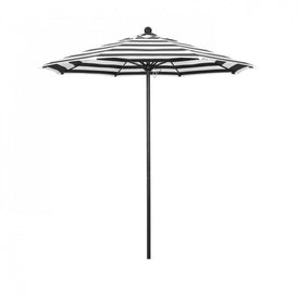 Venture Series 7.5' Patio Umbrella with Stone Black Aluminum Pole Fiberglass Ribs Push Lift and Sunbrella 2A Cabana Classic Fabric