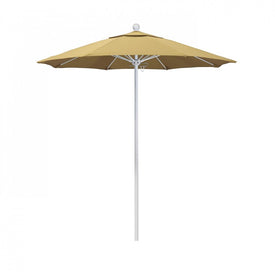 Venture Series 7.5' Patio Umbrella with Matted White Aluminum Pole Fiberglass Ribs Push Lift and Sunbrella 1A Wheat Fabric