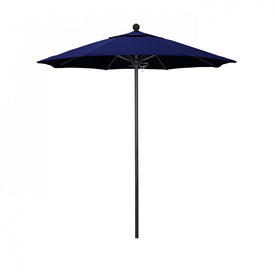 Venture Series 7.5' Patio Umbrella with Stone Black Aluminum Pole Fiberglass Ribs Push Lift and Sunbrella 1A True Blue Fabric