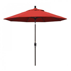 Pacific Trail Series 9' Patio Umbrella with Bronze Aluminum Pole and Ribs Push Button Tilt Crank Lift and Olefin Red Fabric
