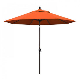 Pacific Trail Series 9' Patio Umbrella with Bronze Aluminum Pole and Ribs Push Button Tilt Crank Lift and Sunbrella 2A Tangerine Fabric