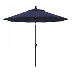 Pacific Trail Series 9' Patio Umbrella with Bronze Aluminum Pole and Ribs Push Button Tilt Crank Lift and Sunbrella 1A Navy Fabric