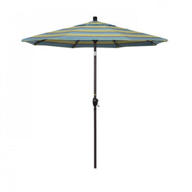 Pacific Trail Series 7.5' Patio Umbrella with Bronze Aluminum Pole and Ribs Push Button Tilt Crank Lift and Sunbrella 2A Astoria Lagoon Fabric