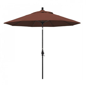 Sun Master Series 9' Patio Umbrella with Matted Black Aluminum Pole Fiberglass Ribs Collar Tilt Crank Lift and Olefin Terracotta Fabric