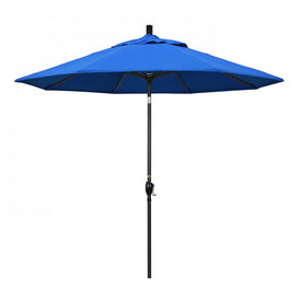 Pacific Trail Series 9' Patio Umbrella with Stone Black Aluminum Pole and Ribs Push Button Tilt Crank Lift and Olefin Royal Blue Fabric