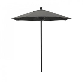 Venture Series 7.5' Patio Umbrella with Stone Black Aluminum Pole Fiberglass Ribs Push Lift and Sunbrella 1A Charcoal Fabric