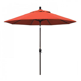 Pacific Trail Series 9' Patio Umbrella with Bronze Aluminum Pole and Ribs Push Button Tilt Crank Lift and Olefin Sunset Fabric