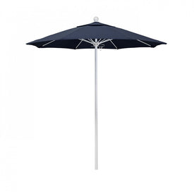 Venture Series 7.5' Patio Umbrella with Matted White Aluminum Pole Fiberglass Ribs Push Lift and Sunbrella 1A Spectrum Indigo Fabric