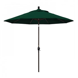 Pacific Trail Series 9' Patio Umbrella with Bronze Aluminum Pole and Ribs Push Button Tilt Crank Lift and Olefin Hunter Green Fabric