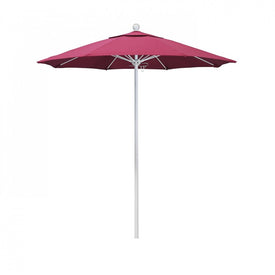 Venture Series 7.5' Patio Umbrella with Matted White Aluminum Pole Fiberglass Ribs Push Lift and Sunbrella 2A Hot Pink Fabric