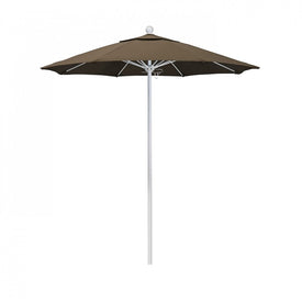 Venture Series 7.5' Patio Umbrella with Matted White Aluminum Pole Fiberglass Ribs Push Lift and Sunbrella 1A Cocoa Fabric
