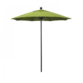 Venture Series 7.5' Patio Umbrella with Stone Black Aluminum Pole Fiberglass Ribs Push Lift and Sunbrella 2A Parrot Fabric