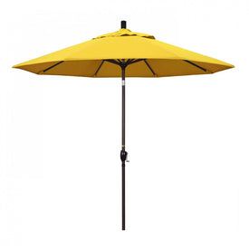 Pacific Trail Series 9' Patio Umbrella with Bronze Aluminum Pole and Ribs Push Button Tilt Crank Lift and Olefin Lemon Fabric