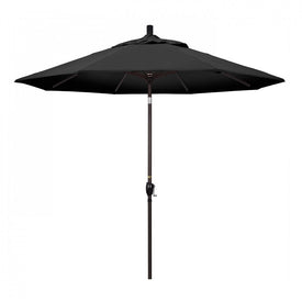 Pacific Trail Series 9' Patio Umbrella with Bronze Aluminum Pole and Ribs Push Button Tilt Crank Lift and Olefin Black Fabric